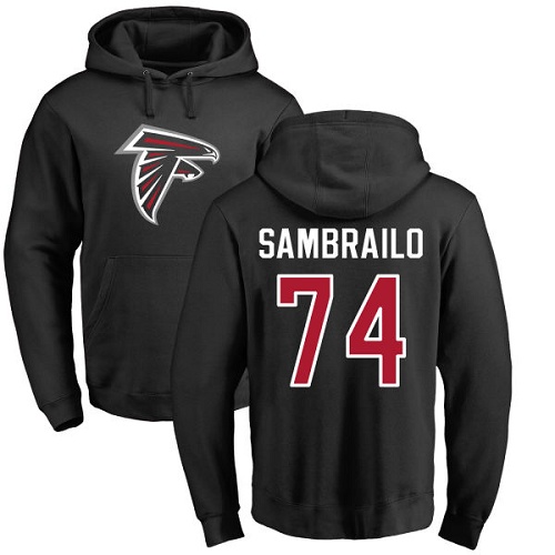Atlanta Falcons Men Black Ty Sambrailo Name And Number Logo NFL Football #74 Pullover Hoodie Sweatshirts->atlanta falcons->NFL Jersey